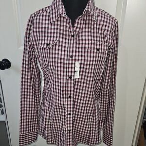 Walls Women's Checkered Button-Down Shirt - Black and Pink